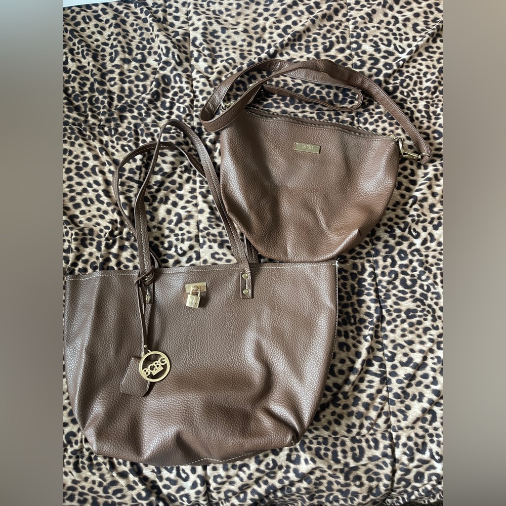 BCBG Brown Tote and Crossbody Set